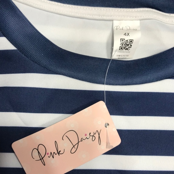 Pink Daisy Plus Size, NWT,  Long Sleeve White & Navy Stripped Shirt - Picture 4 of 8